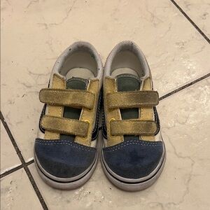 Vans Kids Blue and Yellow Velcro Sneakers